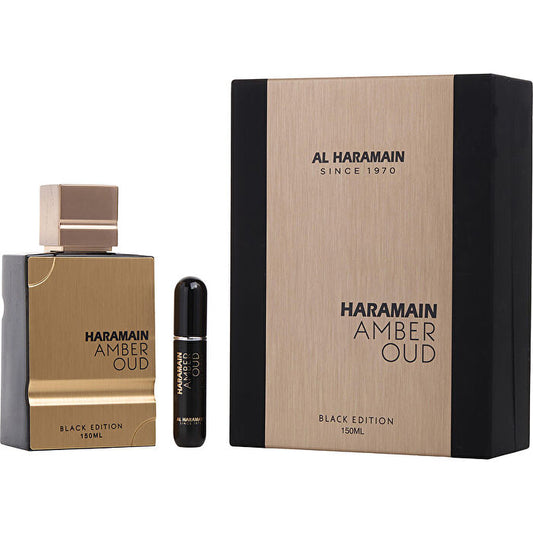 Al Haramain Amber Oud Eau De Parfum Spray (black Edition) & Refillable Travel Spray (empty) 150ml/5oz