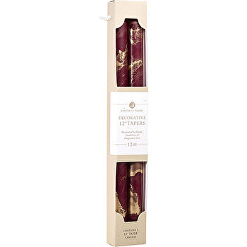 Northern Lights Bordeaux With Gold 12" Decorative Tapers () 2 Pack