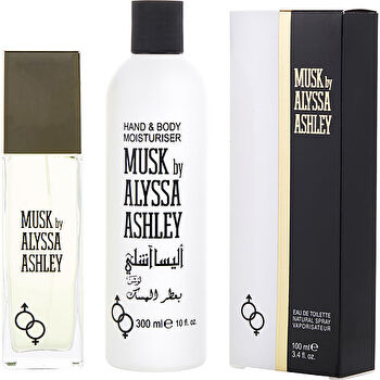 Alyssa Ashley Musk Eau De Toilette Spray 100ml/3.4oz & Hand & Body Moisturizer 300ml/10oz