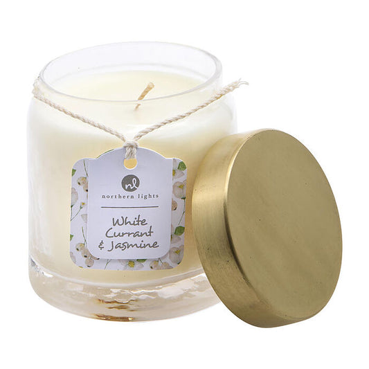 Northern Lights White Currant & Jasmine Scented Soy Glass Candle 300ml/10oz