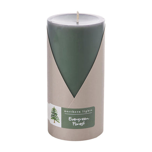 Northern Lights Evergreen Forest One 3x6 Inch Pillar Candle