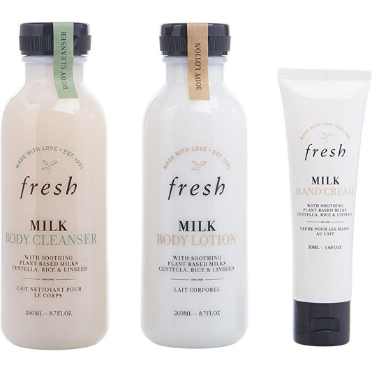 Fresh Head To Toe Nourishing Trio Set: Milk Body Cleanser 260ml/8.8oz & Milk Body Lotion 260ml/8.8oz & Milk Hand Cream 50ml/1.7oz 3pcs