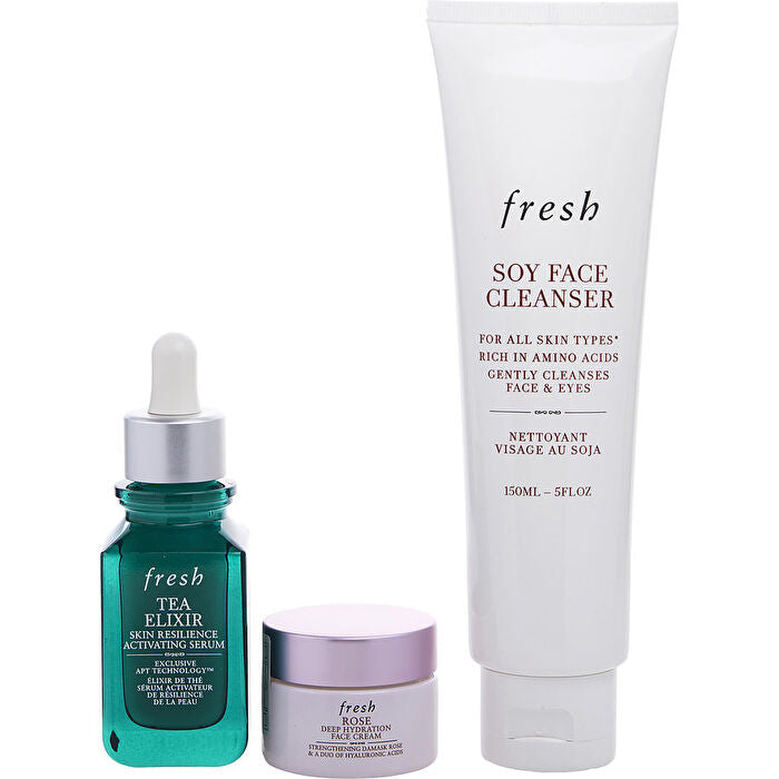 Fresh Hydration Boost Trio Set: Soy Cleanser 150ml/5oz & Tea Elixir 30ml/1oz & Rose Face Cream 15ml/0.5oz 3pcs