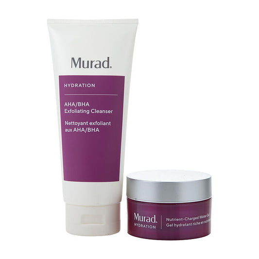Murad Smooth & Replenish Set: Aha/bha Cleanser 200ml/6.7oz & Nutrient Charged Water Gel 50ml/1.7oz 2pcs