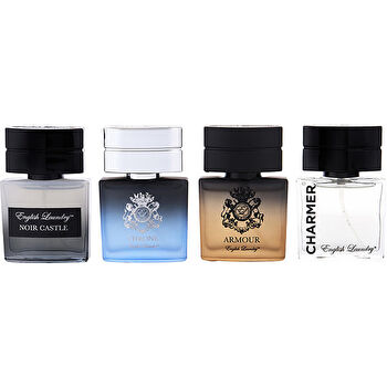 English Laundry Variety 4 Piece Mens Variety With Armour & Noir Castle & Charmer & Throne And All Are Eau De Parfum Spray 0.68oz