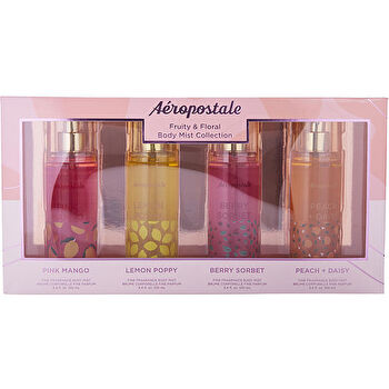 Aeropostale Variety Fruity & Floral Set With Berry Sorbet & Lemon Poppy & Peach & Daisy & Pink Mango And All Are Body Mist 90ml/3.4oz