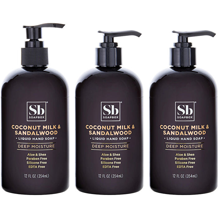 Soapbox Coconut Milk & Sandalwood Liquid Hand Soap (3 Pack) --3x354ml/12oz