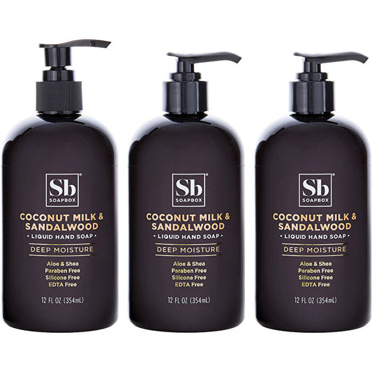 Soapbox Coconut Milk & Sandalwood Liquid Hand Soap (3 Pack) --3x354ml/12oz