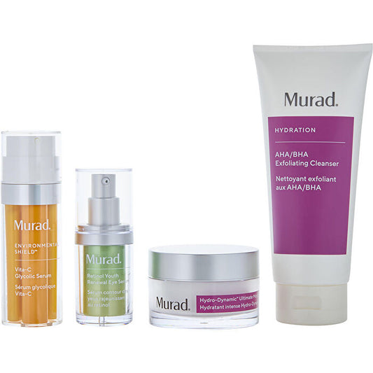 Murad The Ultra Luxe Skin Specialist Set: Aha/bha Exfoliating Cleanser 200ml/6.7oz & Hydro-dynamic Ultimate Moisture 50ml/1.7oz & Vita-c Glycolic Serum 30ml/1oz & Retinol Youth Renewal Eye Serum 15ml/0.5oz 4pcs