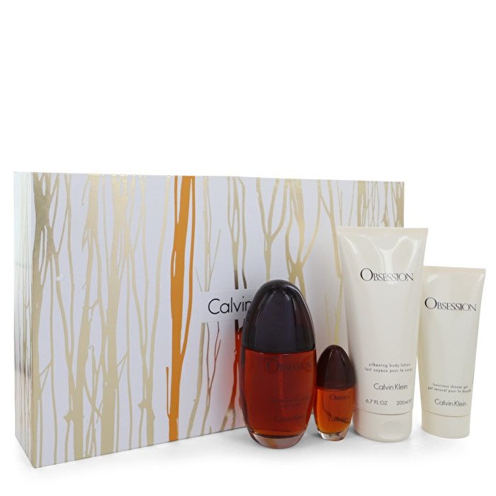 Calvin Klein Obsession Gift Set - 3.4 oz Eau De Parfum Spray + 6.7 oz Body Lotion + Mini Eau De Parfum Spray