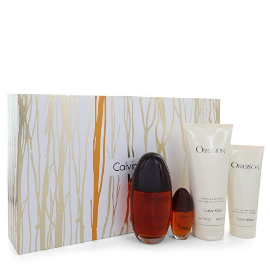 Calvin Klein Obsession Gift Set - 3.4 oz Eau De Parfum Spray + 6.7 oz Body Lotion + Mini Eau De Parfum Spray